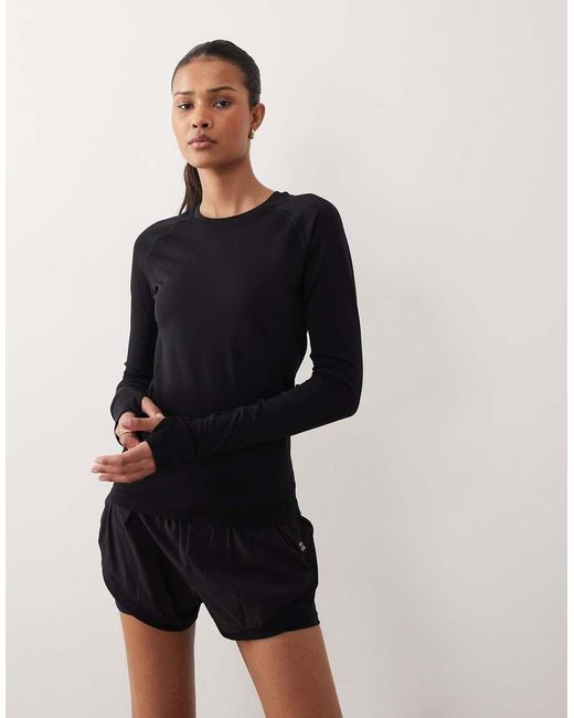 Sweaty Betty Black Athlete Seamless Workout Long Sleeve Top