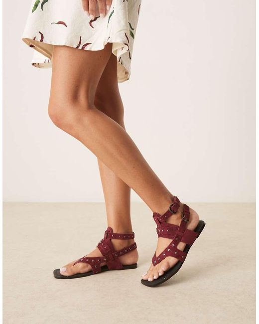 Sandalias Burdeos Planas De Estilo Romano Fiorella De -Rojo ASOS de color Natural
