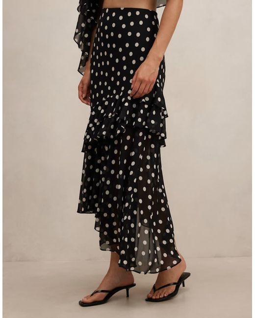 Forever New Black Chiffon Asymmetric Midi Skirt Co-ord