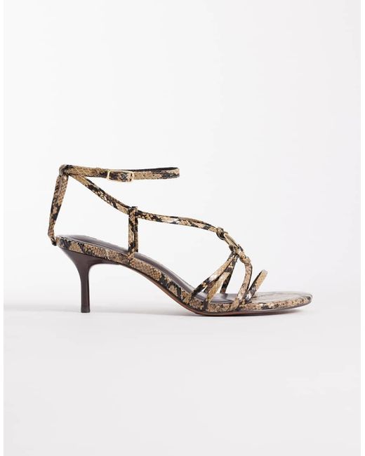 ASOS Metallic Hideaway Ring Detail Strappy Kitten Heeled Sandals