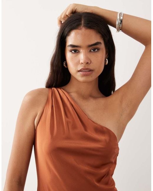Ralph Lauren Brown One Shoulder Maxi Dress