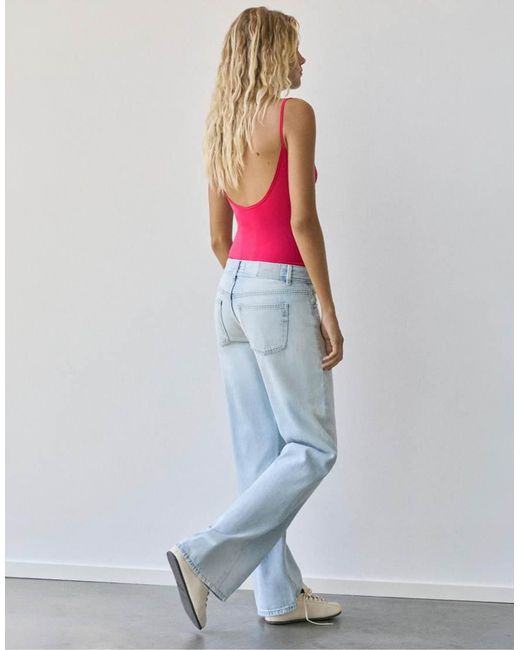 Pull&Bear Red Polyamide Bodysuit With Thin Straps