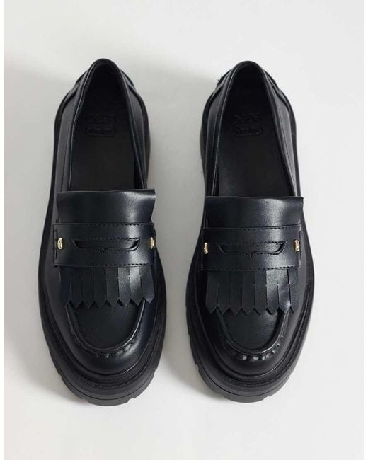 ASOS Natural Wide Fit Monty Chunky Fringe Detail Loafers