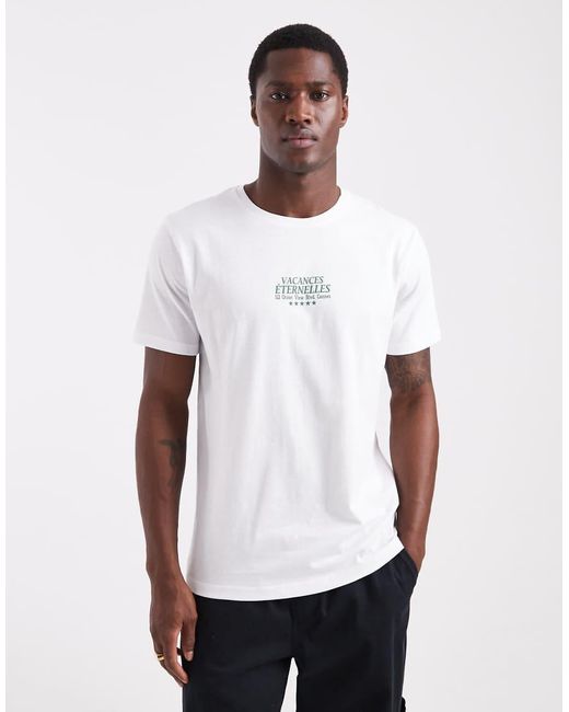 Brave Soul White Short Sleeve Vacances Graphic T-Shirt for men