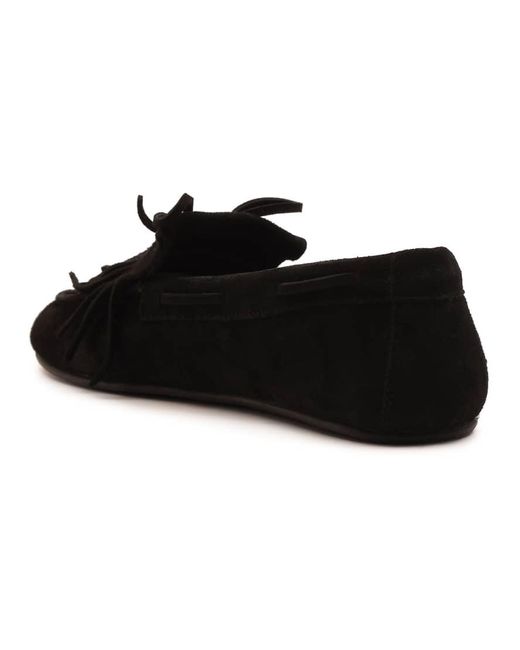 OFF THE HOOK Black Kennet Suede Fringe Moccasin Loafers