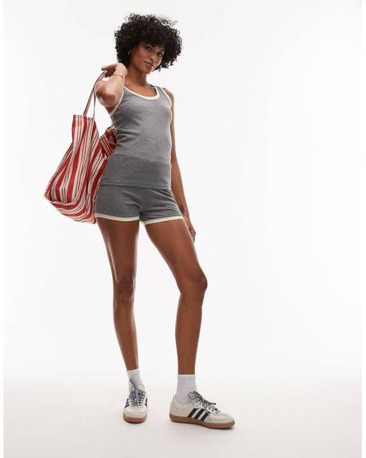 TOPSHOP White Contrast Ruffle Edge Shorts