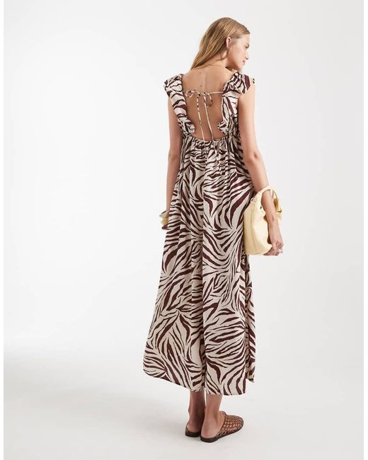 Vero Moda White Ruffle Shoulder V Neck Maxi Dress