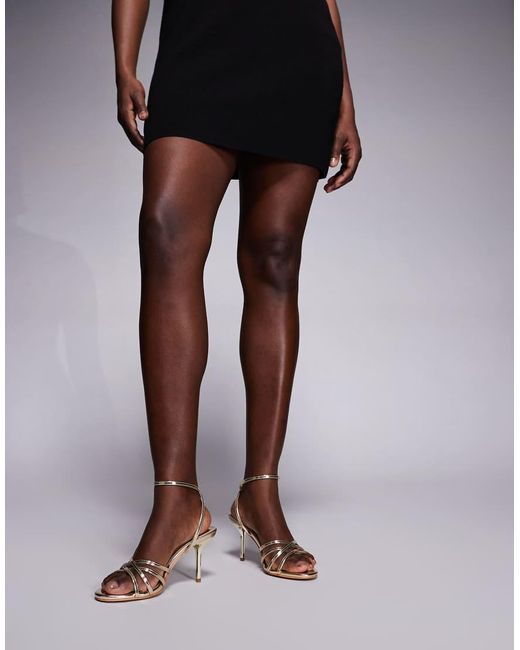 Public Desire Brown Bethany Strappy Heeled Sandals