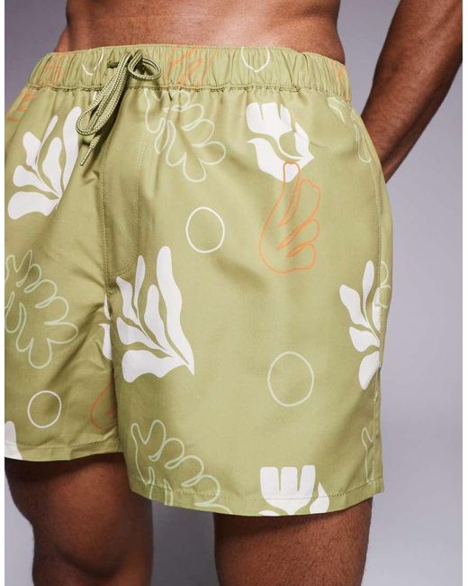 ASOS Korte Zwemshort Met Plantenprint in het Green voor heren