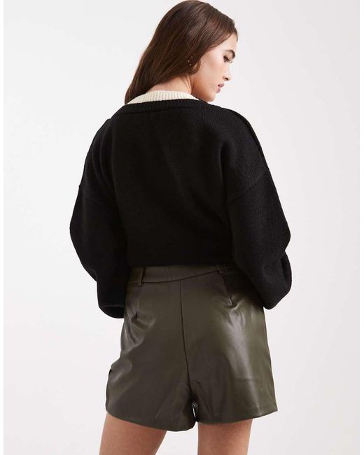 New Look Natural Faux Leather Tailored Short