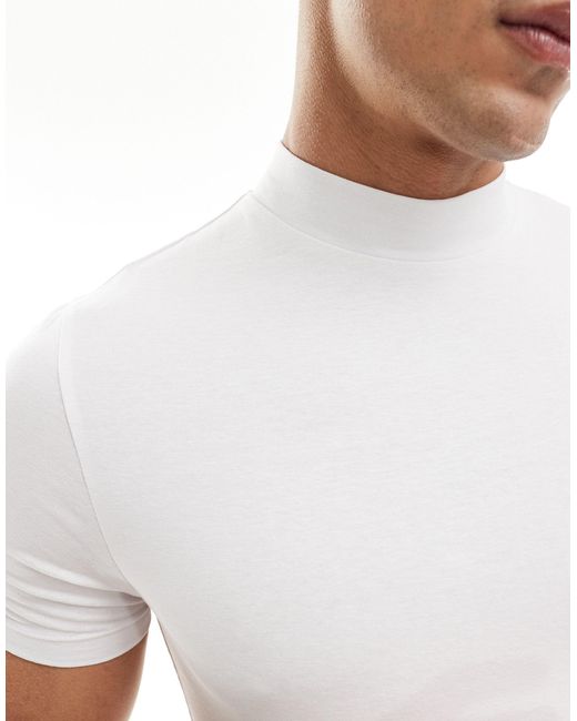 ASOS – muscle fit t-shirt mit rollkragen in White für Herren