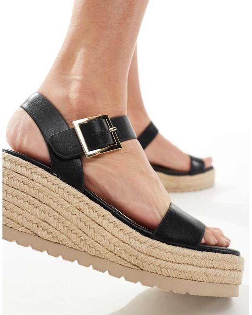 SEQWL Natural Summer Wedge Sandals With Buckle Strap