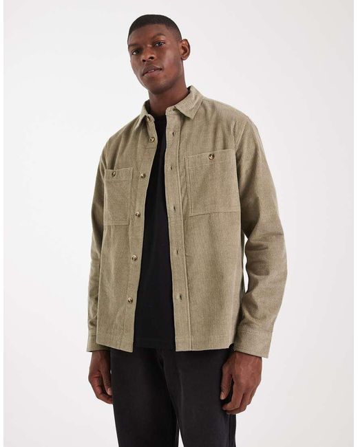 ASOS Natural Cord Overshirt for men