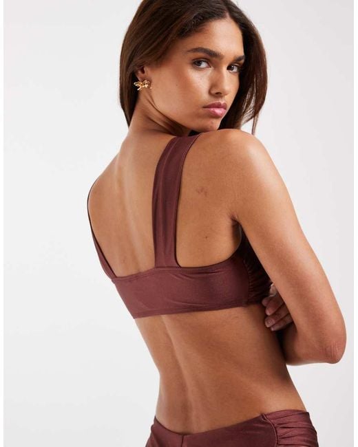 Vero Moda Brown U-wire Ruched Bikini Top