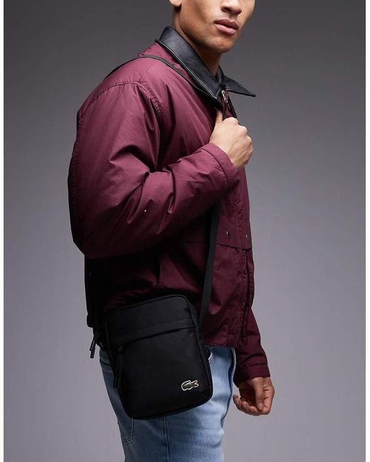 Lacoste Black Crossbody Reporter Bag for men