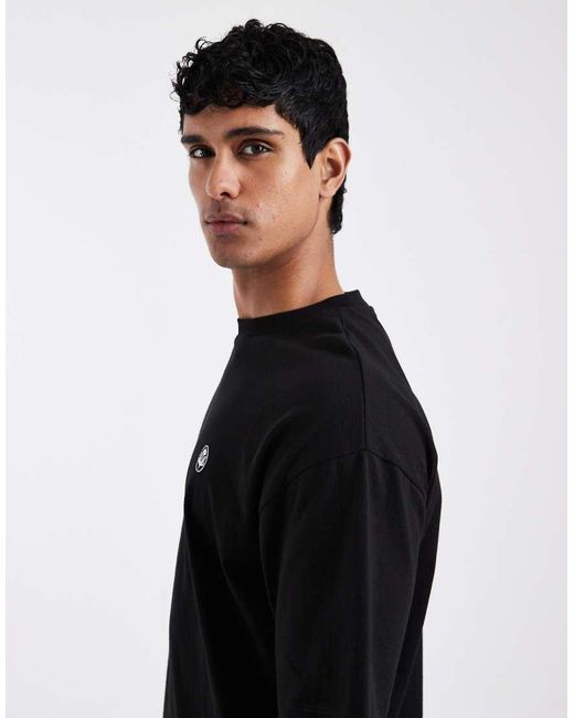 ASOS Black Oversized T-shirt With Floral Spine Graphic With Embroidery for men