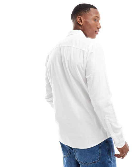 Hollister White Long Sleeve Oxford Shirt for men