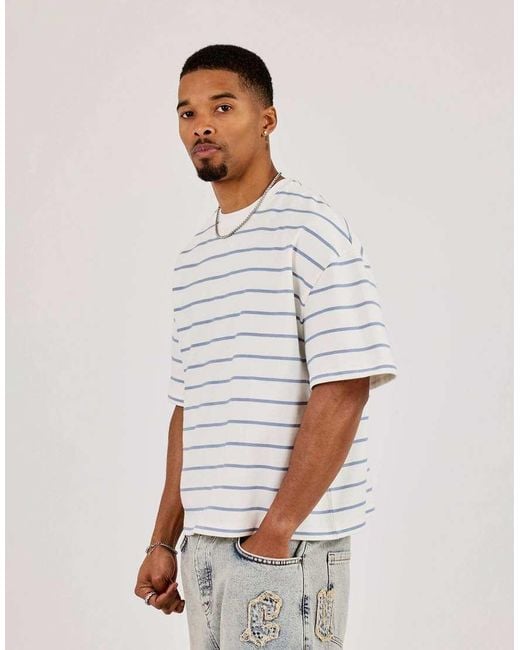 CERNUCCI White Boxy Stripe Logo T-Shirt for men