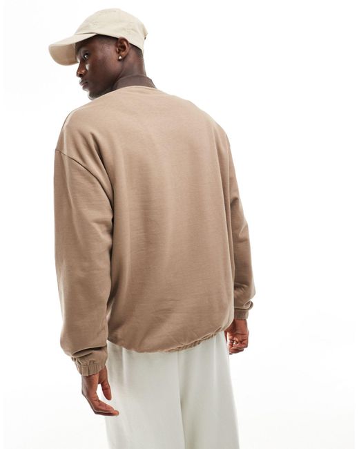 ASOS Brown Oversized Half Zip Sweatshirt With Contrast Collar for men