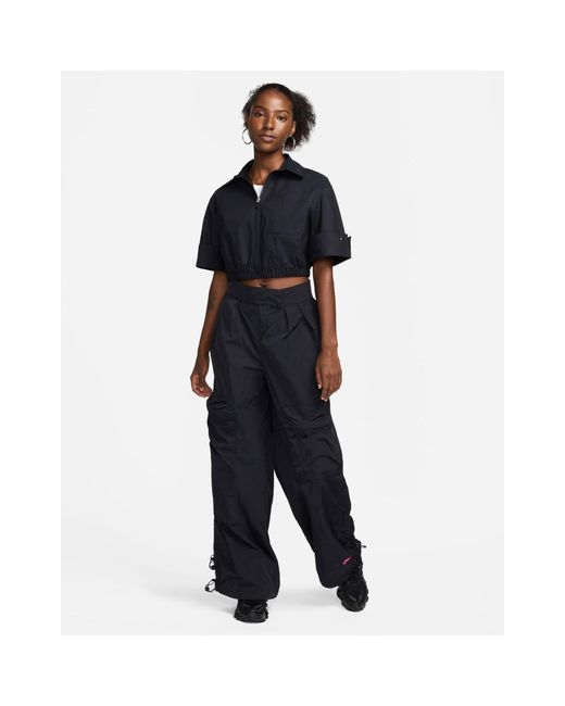 Nike Black Mdc Woven Cropped Collared Shirt