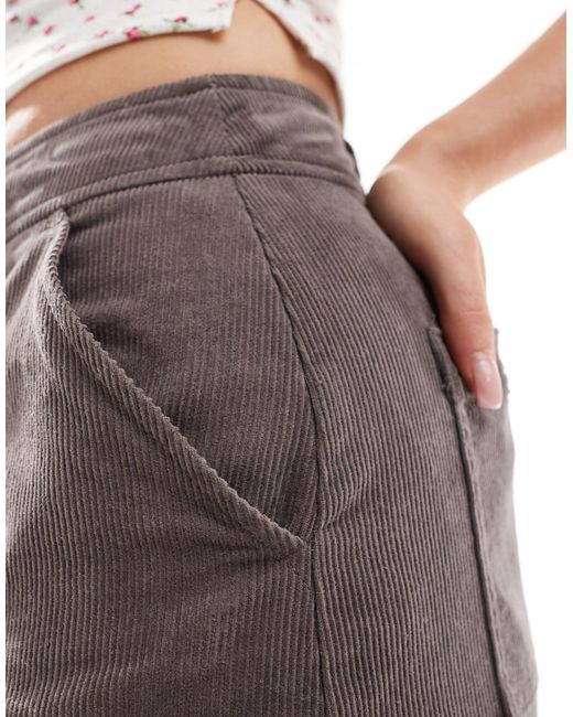 ASOS Gray Hourglass Cord Pocket A-line Mini Skirt