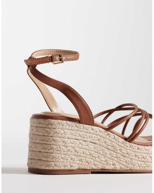 SEQWL Brown Strappy Espadrille Wedge Sandals
