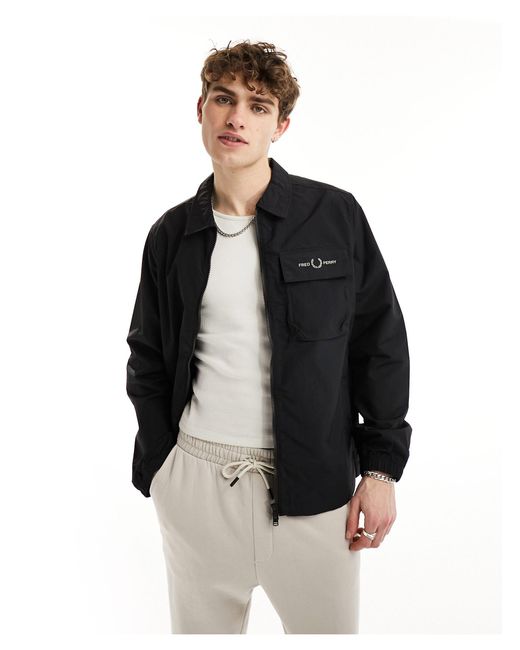Fred Perry Black Ripstop Overshirt for men