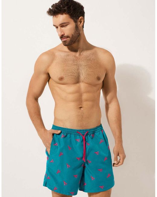 Calzedonia Blue Pattern Swim Boxer Formentera for men