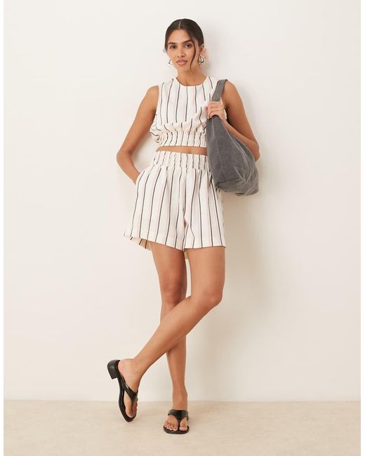 ASOS White Open Back Shirred Top Co-ord