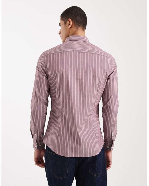 ASOS Purple Slim Stripe Shirt for men