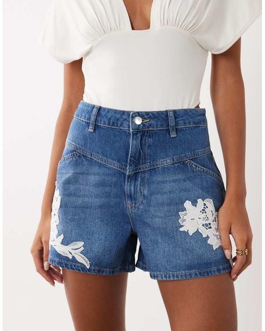ASOS Blue Applique Lace Shorts