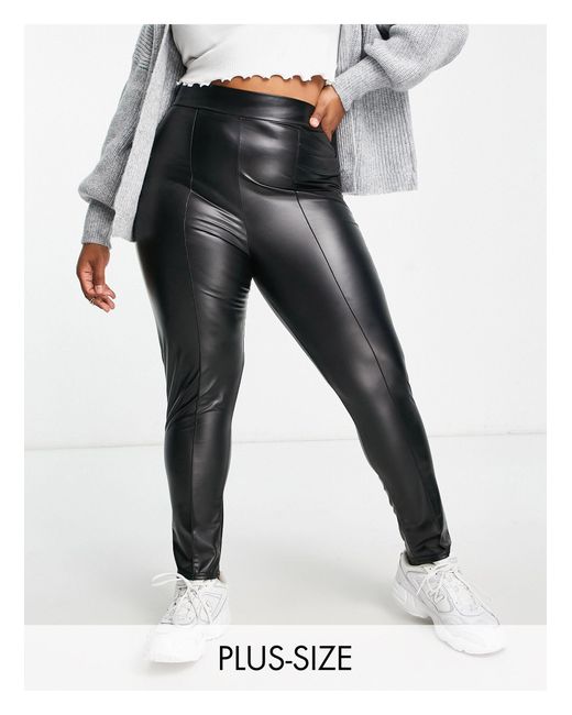 Yours Faux Leather Seam Front Pants in Black | Lyst Canada