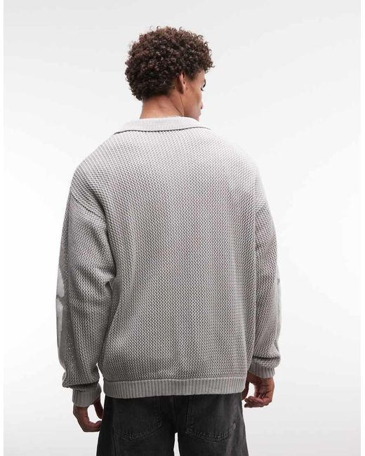 Xlarge White Scanner Knitted Button Up Cardigan for men