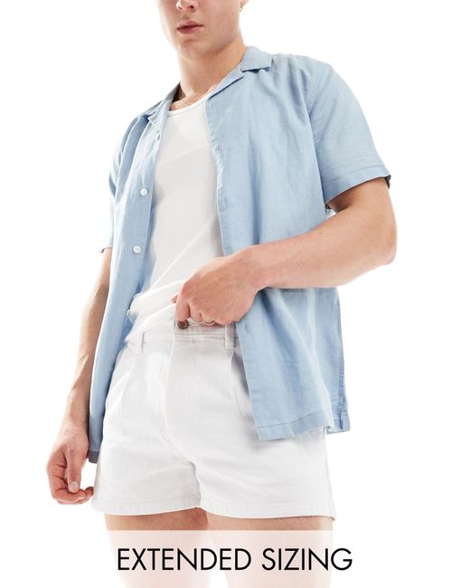ASOS – kurz geschnittene, plissierte jeans-shorts in Blue für Herren