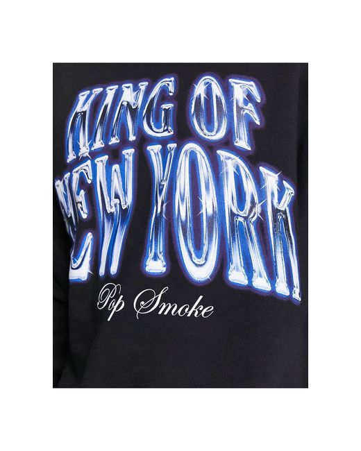 Bershka New York Pop Smoke Sweatshirt in Blue for Men | Lyst