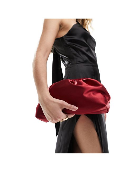 True Decadence Red Satin Pouch Clutch Bag