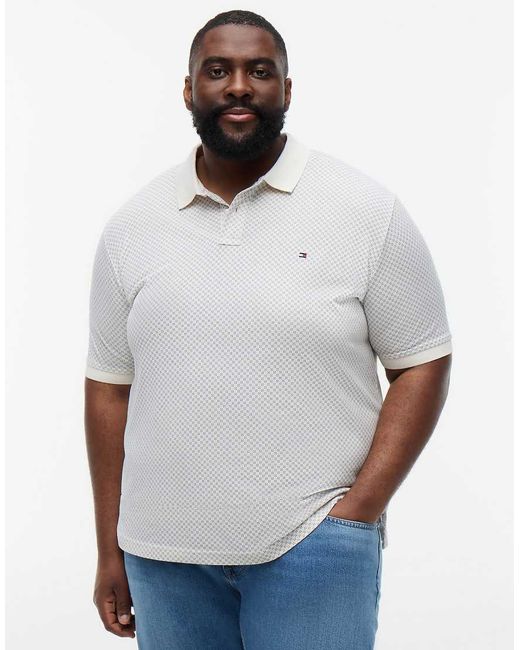 Tommy Hilfiger Gray Plus Regular Fit Geometric Print Polo Shirt for men