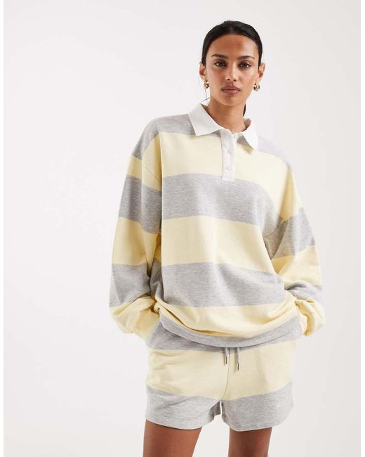 4th & Reckless Natural Collared Rugby Sweatshirt Co-ord