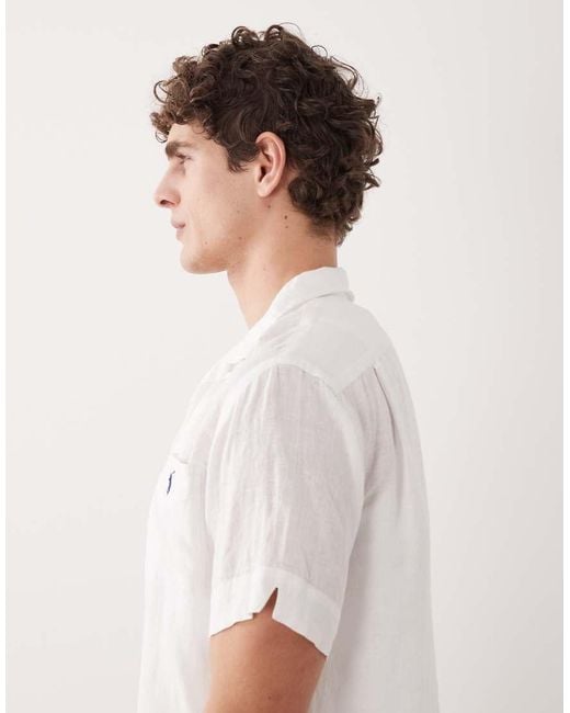 Polo Ralph Lauren White Icon Logo Short Sleeve Linen Shirt for men