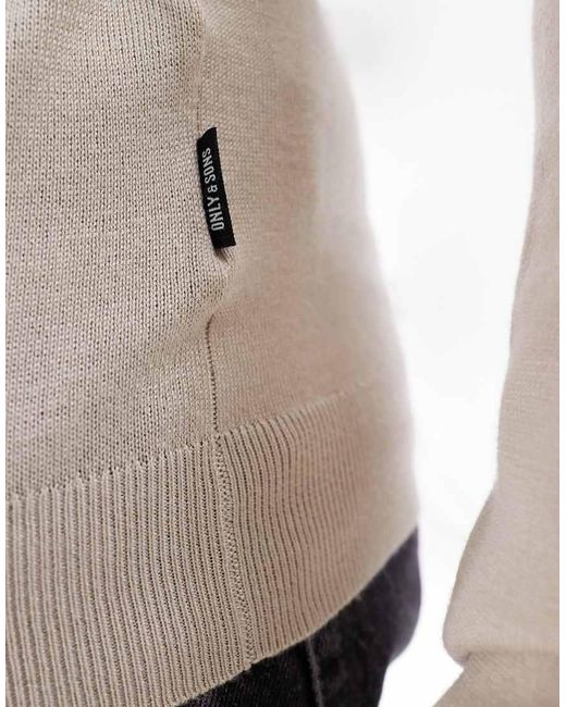 Only & Sons White Crew Neck Jumper for men
