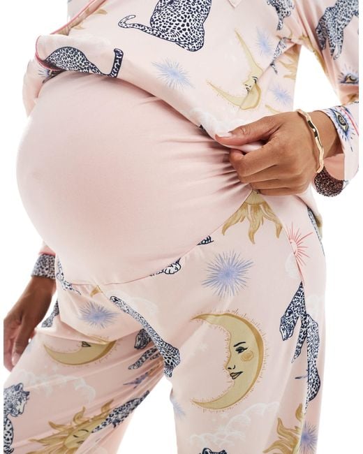 Chelsea Peers White Maternity Poly Long Sleeve Revere Pyjama Set