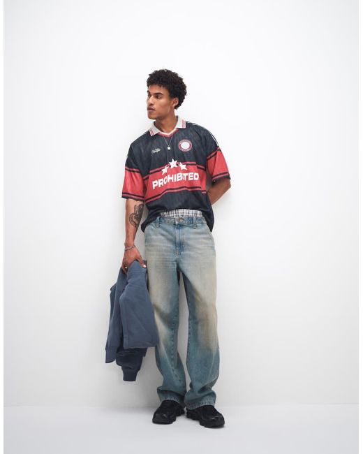 Prohibited Blue Basler Colla Football Shirt for men