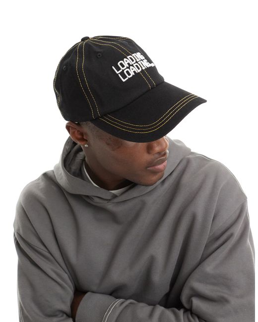 ASOS Black Soft Baseball Cap With Contrast Stitch And Embroidery for men