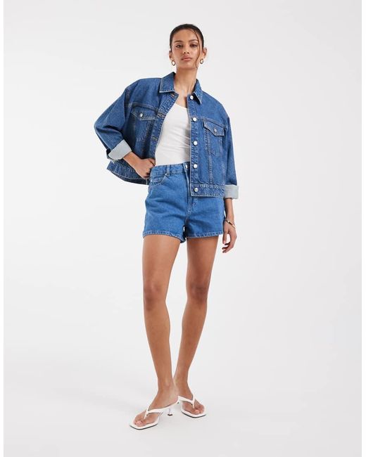 ASOS Blue High Waist Denim Shorts