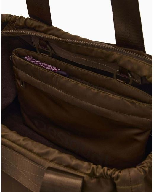 Desigual Brown Large Nylon Shopper Bag