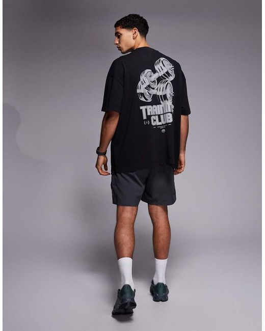 4505 Blue Back Print Oversized Heavyweight Cotton T-Shirt With Quick Dry Finish for men