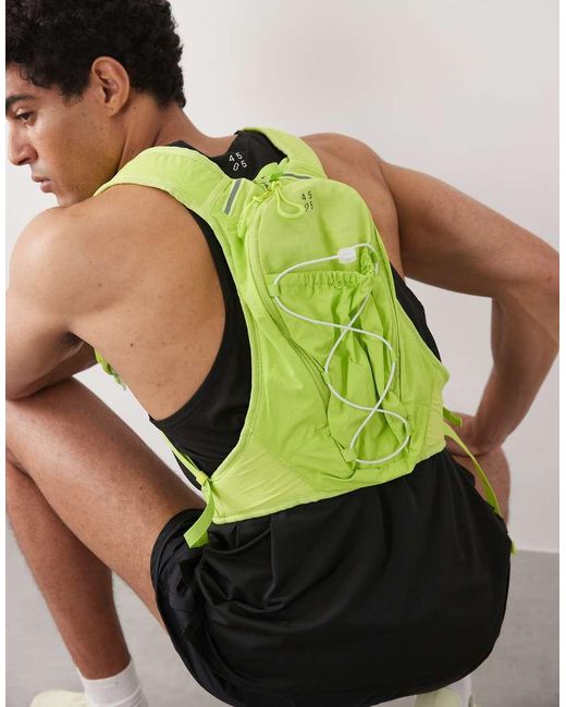 4505 Green Premium Reflective Running Vest With Zip Pocket And Water Bottle Holder for men