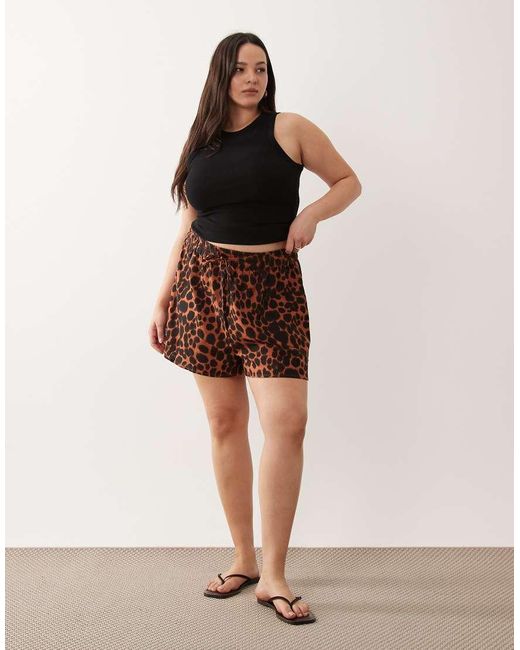ASOS Black Asos Design Curve Linen Co-Ord Short
