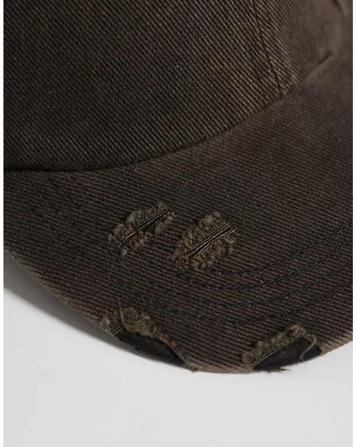 ASOS Gray Distressed Denim Cap for men
