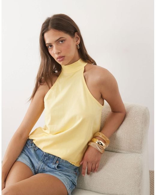 ASOS Yellow Bubble Halter Neck Top